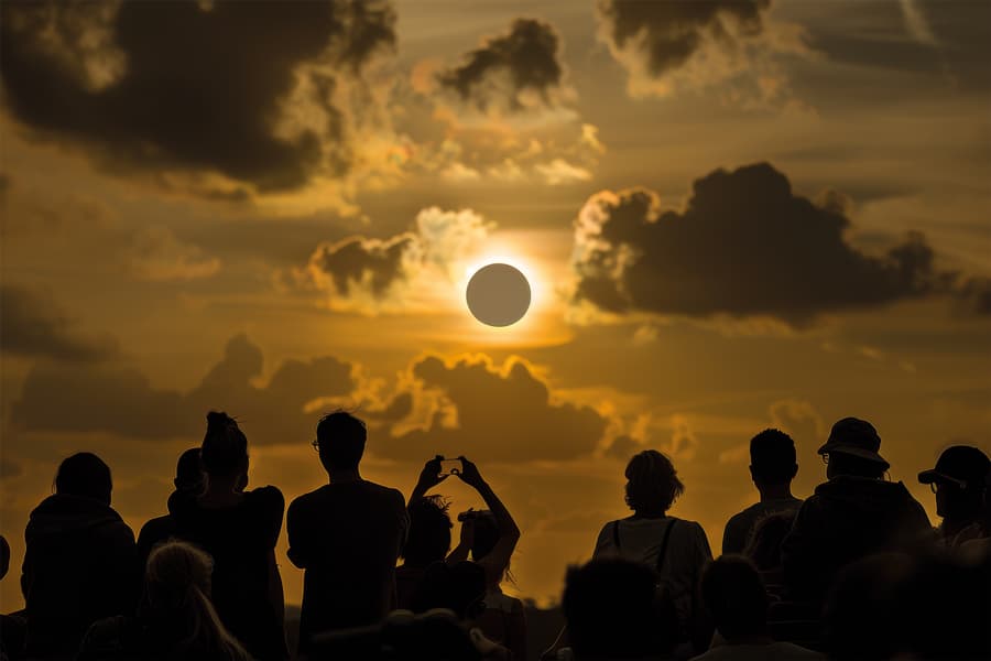 Grupo De Personas Viendo Eclipse
